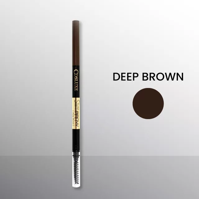 [แถมฟรี กันแดด 1 ซอง] COSLUXE SlimBrow Pencil คอสลุคส์ ดินสอเขียนคิ้วหัวเรียว ขายดีตลอดกาล นวัตกรรมหัวเรียวเล็กเพียง 1 mm. กันน้ำ ติดทนตลอดวัน หมุนแบบ Auto ไม่ต้องเหลา