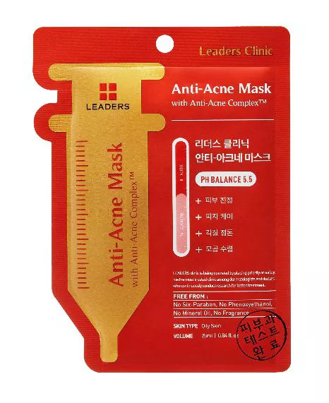 [ฟรีค่าส่ง] 🚒 LEADERS CLINIC Anti-Acne Mask เซ็ตมาส์กหน้า 14 วัน (สูตรบอกลาปัญหาสิว แพ็คละ 14 แผ่น) Anti-Acne Mask 3 แผ่น + Restoring Mask 4 แผ่น + Relaxing Mask 4 แผ่น + Reinforcing Mask 3 แผ่น