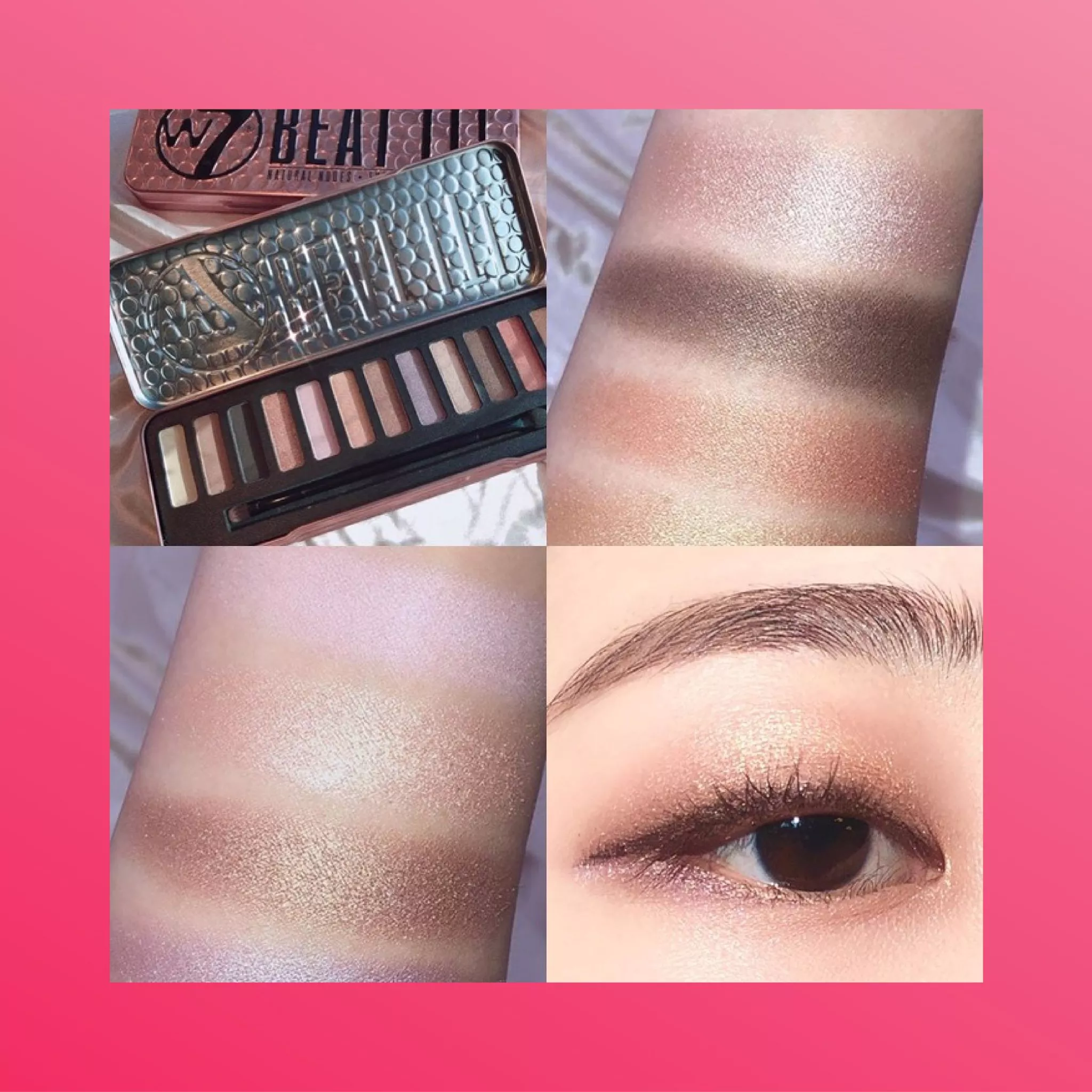 W7 Beat It Natural Nudes Eye Colour Palette ดับเบิ้ลยูเซเว่น บีท อิท เนเจอรัล นู้ดส์ อาย คัลเลอร์ พาเลตต์ อายแชโดว์โทนนู้ดชมพูและน้ำตาลทอง 12 เฉดสีในตลับเดียว