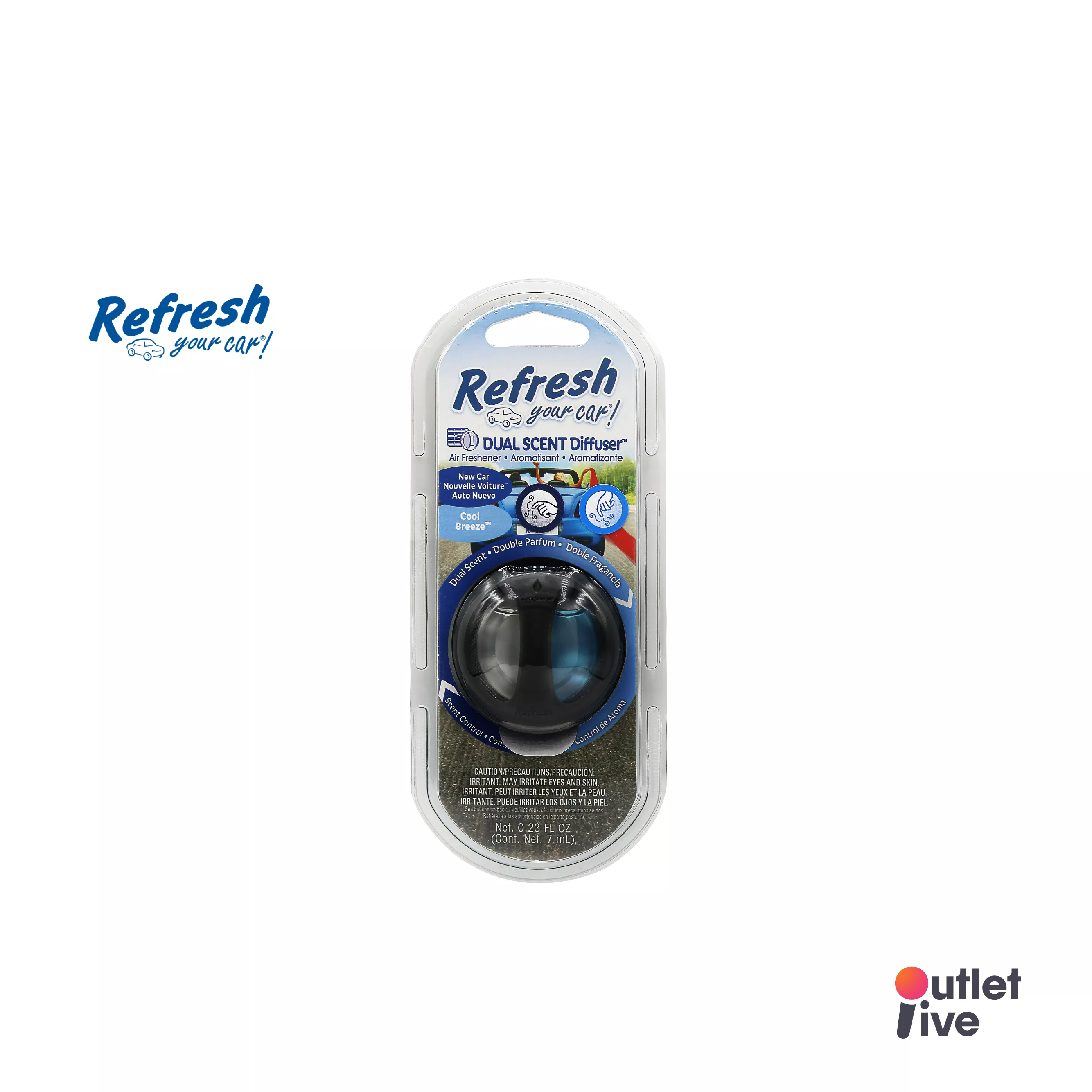 REFRESH Dual Scent Diffuser New Car Cool Breeze น้ำหอมปรับอากาศในรถยนต์ กลิ่นหอมนาน สกัดจากธรรมชาติ
