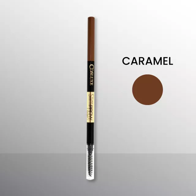 [แถมฟรี กันแดด 1 ซอง] COSLUXE SlimBrow Pencil คอสลุคส์ ดินสอเขียนคิ้วหัวเรียว ขายดีตลอดกาล นวัตกรรมหัวเรียวเล็กเพียง 1 mm. กันน้ำ ติดทนตลอดวัน หมุนแบบ Auto ไม่ต้องเหลา