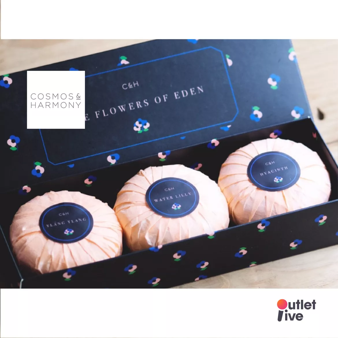 COSMOS & HARMONY The Flowers Of Eden Soap Collection 120g. x3 (360g.) เซ็ตสบู่ดอกไม้จากสวนเอเดน สูตรฟรอนท์ยาร์ด